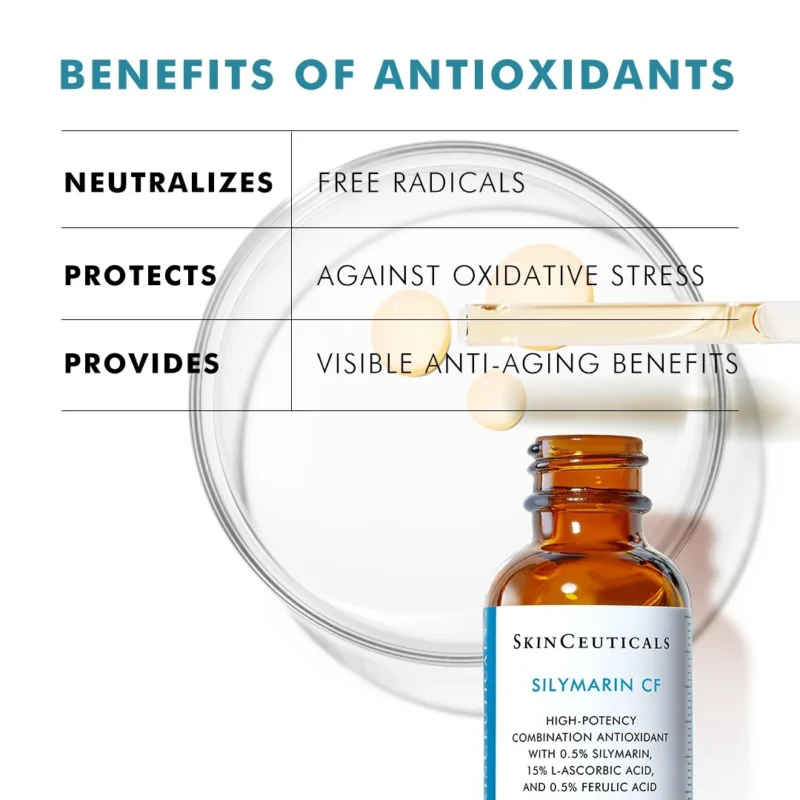 Skinceuticals silymarin cf anti imperfection serum with vitamin C is specially formulated for skin with oily and/or imperfections tendencies. It reduces skin oiliness and unclogs pores while improving the texture of the complexion.