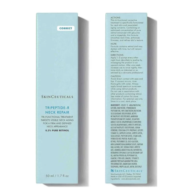 Skinceuticals tripeptide-r neck repair antiaging neck and décolleté is a firming care specially developed for the neck area. Thus thanks to its powerful anti-aging action it corrects premature and advanced signs of aging of the neck.