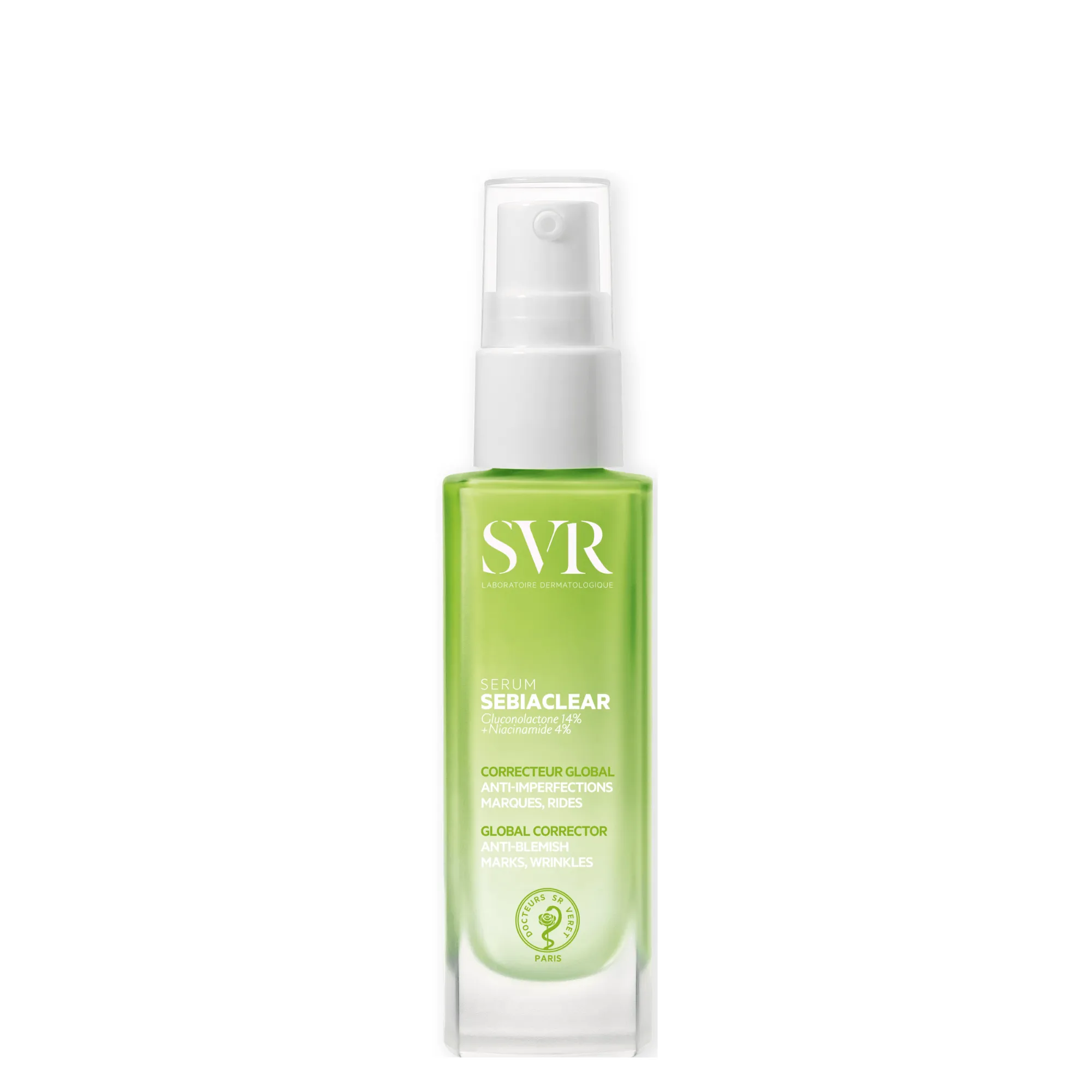 Lyskin-svr-sebiaclear-serum-global-corrector-30ml-SVR00122_result SVR sebiaclear serum is a face care with a global corrective action. In other words, it not only corrects imperfections but also wrinkles. The ideal care for adult combination to oily facial skin prone to acne.