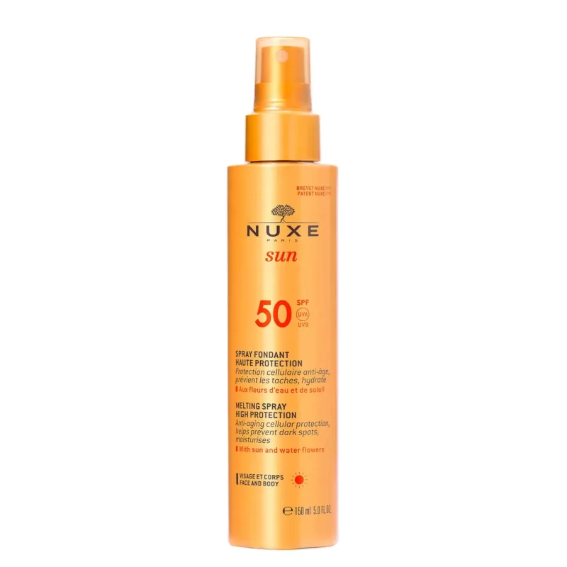 Nuxe sun spray melting lotion spf50 face and body sun protection 150ml