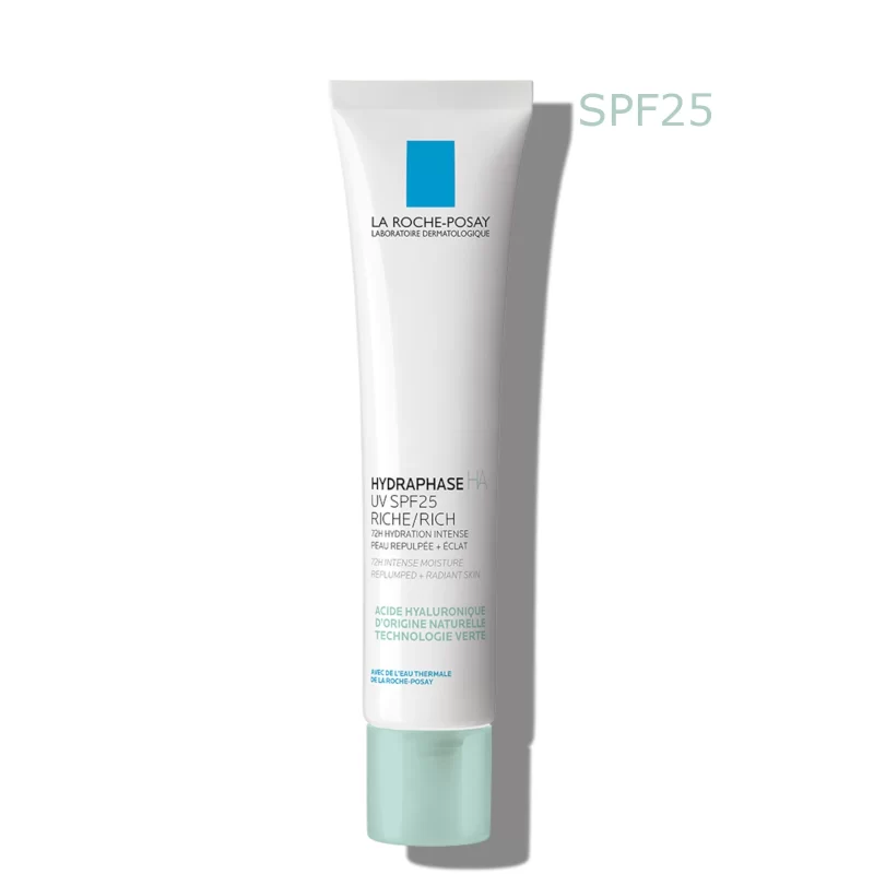 La Roche Posay Hydraphase UV HA Rich moisturizer SPF25 for dry skin offers long-lasting, moisturizing, and city sunscreen protection SPF20 UVB PPD 8. Specified to treat dehydration of dry and sensitive skin, Hydraphase UV HA Rich 40ml