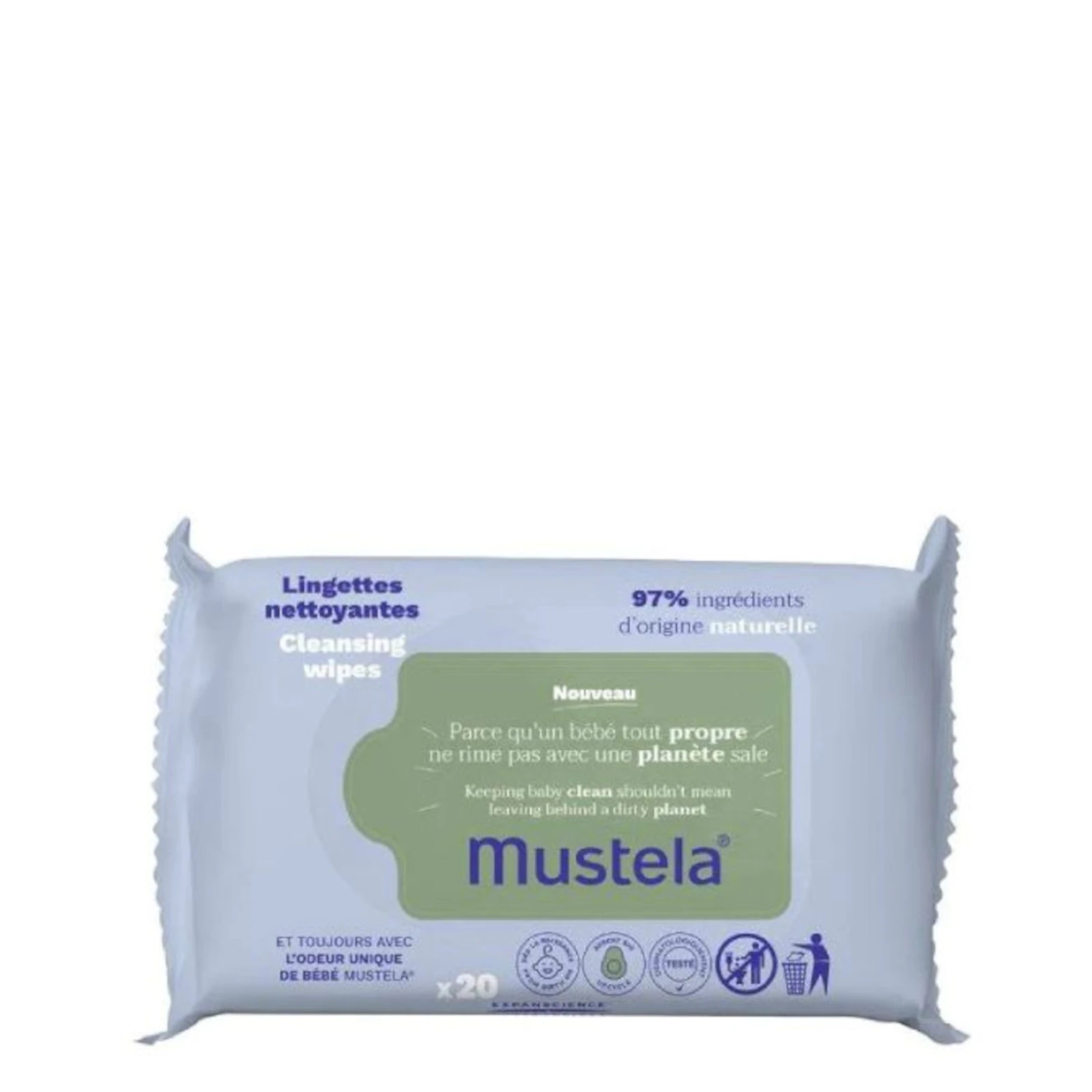 Mustela bio lingettes nettoyantes bio pour bébés 20 unités - Lyskin