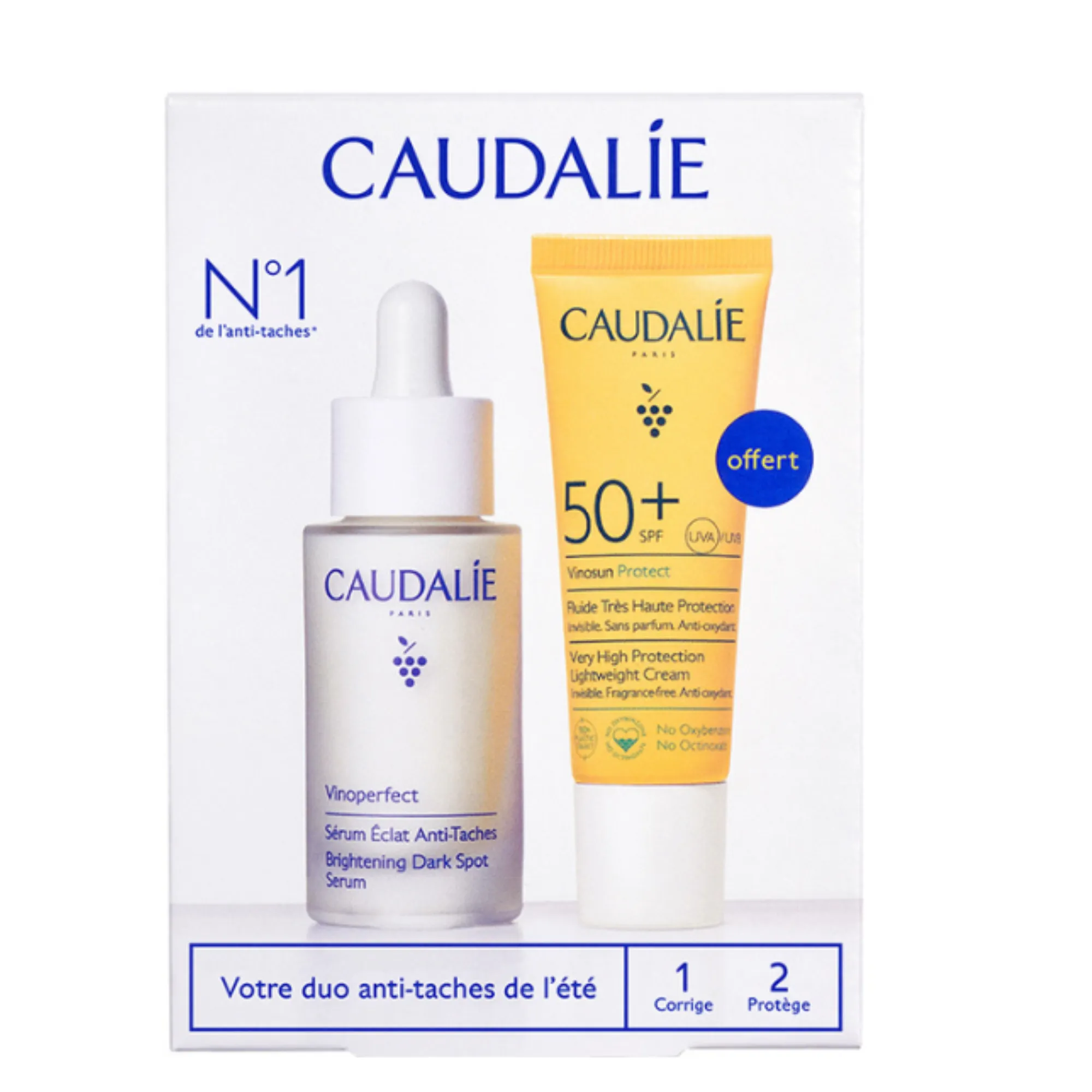 Lyskin-caudalie-vinoperfect-serum-set-CDL00109_resultado For skins concerned with the damage caused by sun exposure, Caudalie has developed a very special duo: the Caudalie Vinoperfect Serum Set. A special limited edition that has a double action on the treatment of dark spots. While the Vinoperfect Serum works by minimizing the appearance of dark spots, the sunscreen prevents the appearance of new ones.