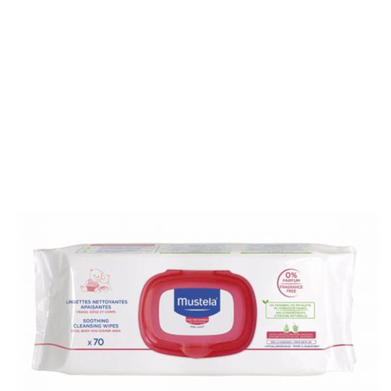Mustela cleansing wipes fragrance-free for baby 70units
