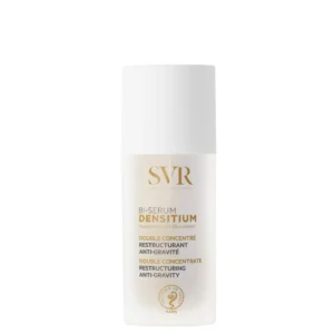 Lyskin-svr-densitium-bi-serum-anti-gravity-mature-skin-2x15ml-SVR00029_result SVR Densitium Bi-Sérum is an advanced global anti-aging treatment designed to redensify, firm, and reshape the facial contours. With an exceptional 45% concentration of dermatological active ingredients, this innovative bi-phase serum targets the visible signs of aging such as wrinkles, sagging skin, loss of density, and advanced dryness. Its unique formula helps redefine the facial oval and reduce the appearance of a double chin, delivering a more sculpted and youthful appearance. Day after day, the skin appears smoother, firmer, and more radiant.