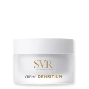 Lyskin-svr-densitium-cream-firms-and-strengthens-mature-skin-50ml-SVR00027 (3)_result SVR Densitium Cream is a global anti-aging moisturizer specifically formulated for normal to dry mature skin. Designed to target visible signs of aging such as wrinkles, loss of firmness, and uneven skin tone, this cream delivers a redensifying and smoothing action while providing long-lasting comfort. Its silky, non-greasy texture nourishes the skin without leaving a sticky residue, making it an excellent make-up base for daily use. Day after day, the complexion appears more even, firmer, and visibly rejuvenated.