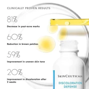 Skinceuticals discoloration defense is a daily dark spot corrector that targets visible skin discoloration for brighter, more even-looking skin. Discoloration Defense is a layer-able, daily-use dark spot corrector clinically proven to reduce the appearance of key types of skin discoloration.