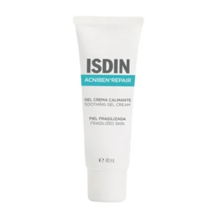 Isdin acniben repair moisturizer and repairing gel cream is a face care that helps reduce dryness, irritation and peeling, indicated for the specific care of skin undergoing anti-acne treatments. After a gentle cleansing it is necessary to relieve and restore fragile skin by anti-acne treatments. 40ml