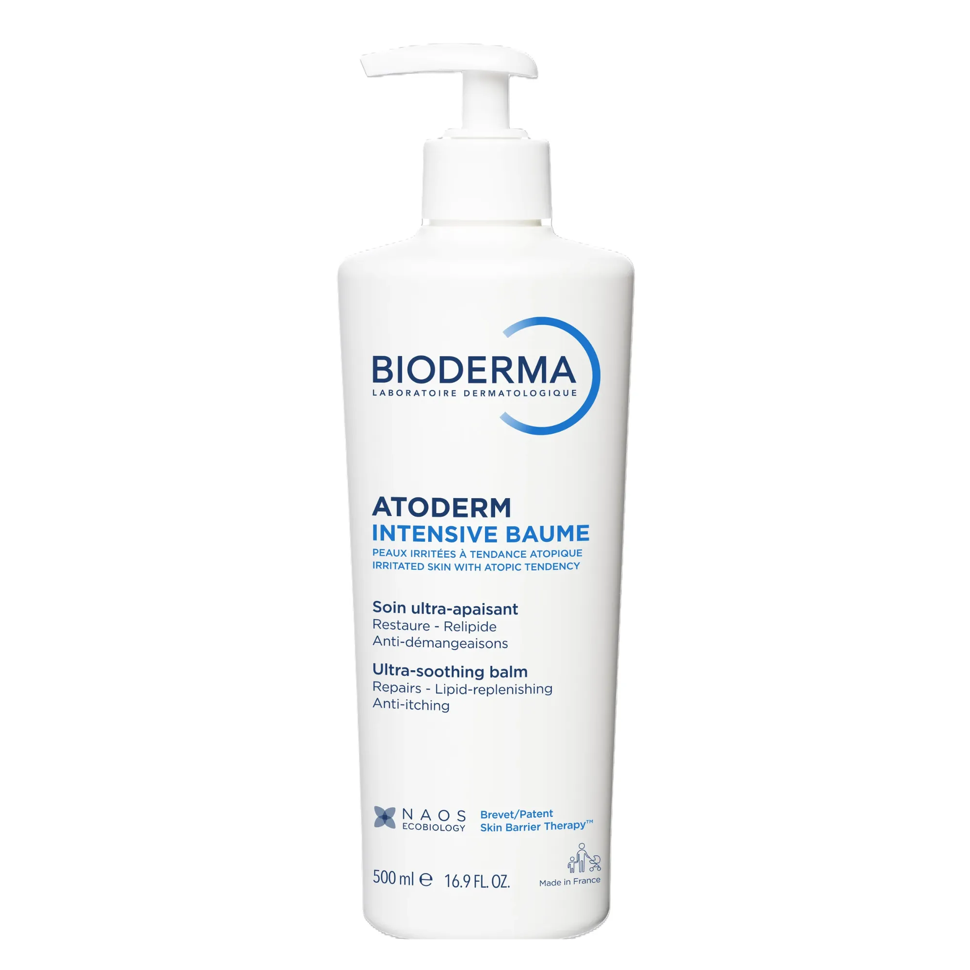 Lyskin-bioderma-atoderm-intensive-baume-500ml-BDM00087_result The Bioderma Atoderm Intensive Baume is an ultra-soothing and ultra-nourishing daily moisturizer specifically developed for very dry, irritated, and atopic-prone skin. Suitable for babies, children, and adults, this intensive balm helps immediately relieve itching, strengthen the skin barrier, and provide long-lasting comfort. Atopic skin often experiences persistent dryness, irritation, and itching that can significantly affect daily comfort and quality of life. Therefore, Bioderma created Atoderm Intensive Baume to target the underlying causes of skin discomfort while helping reduce the frequency of flare-ups. Thanks to its advanced dermatological formula, this intensive balm helps restore the skin's natural protective barrier, nourish deeply, and break the itch-scratch cycle that can further weaken sensitive skin.