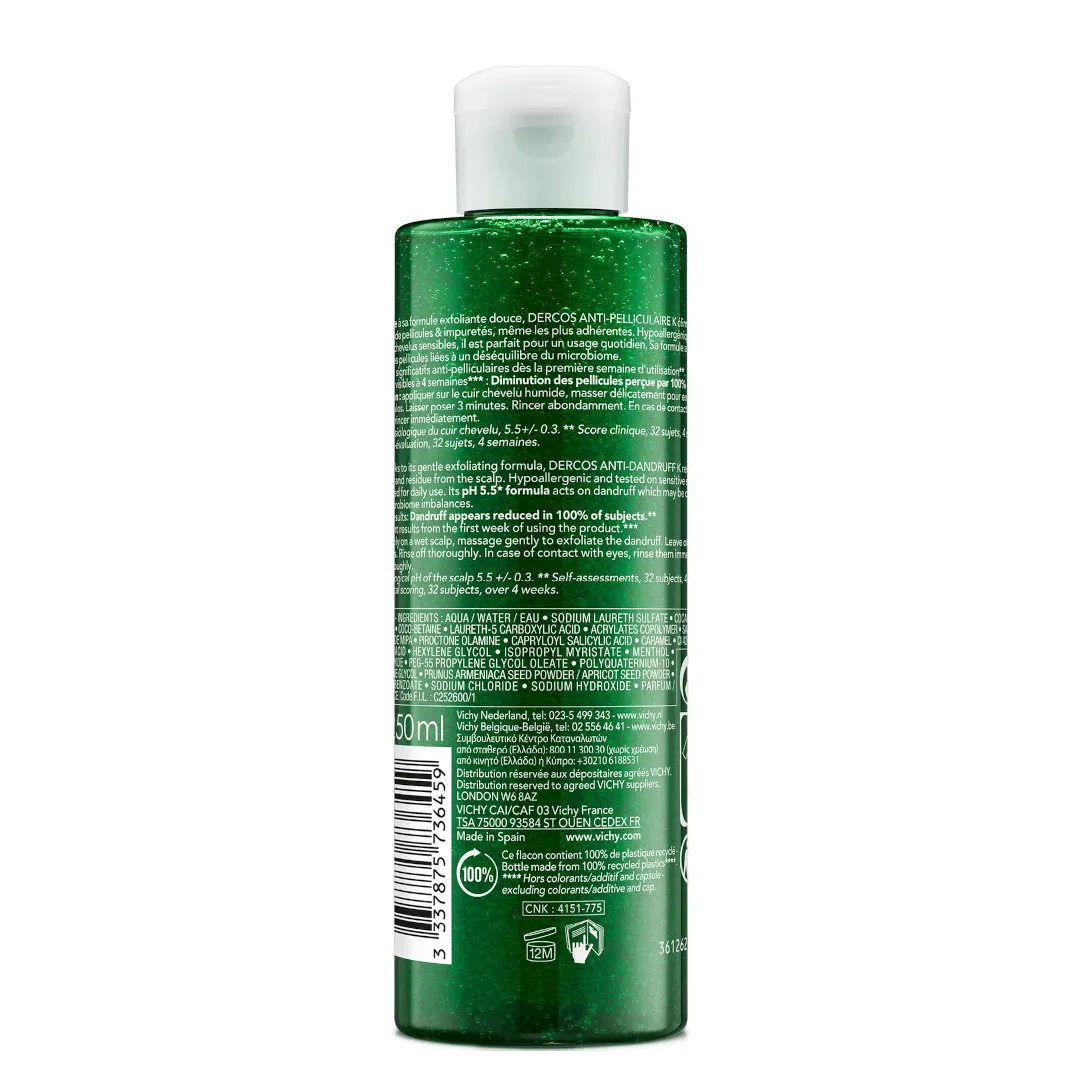 Vichy dercos k intensive dandruff purifying shampoo 250ml  - Lyskin