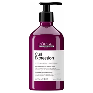 Loreal Professionnel Curl Expression Cream Shampoo Intense Moisturizing 500ml is designed to professionally clean curls and coils. Gently cleanses hair while providing intense, long-lasting hydration. Curls and coils are healthy and easy to detangle, ready for mask application.