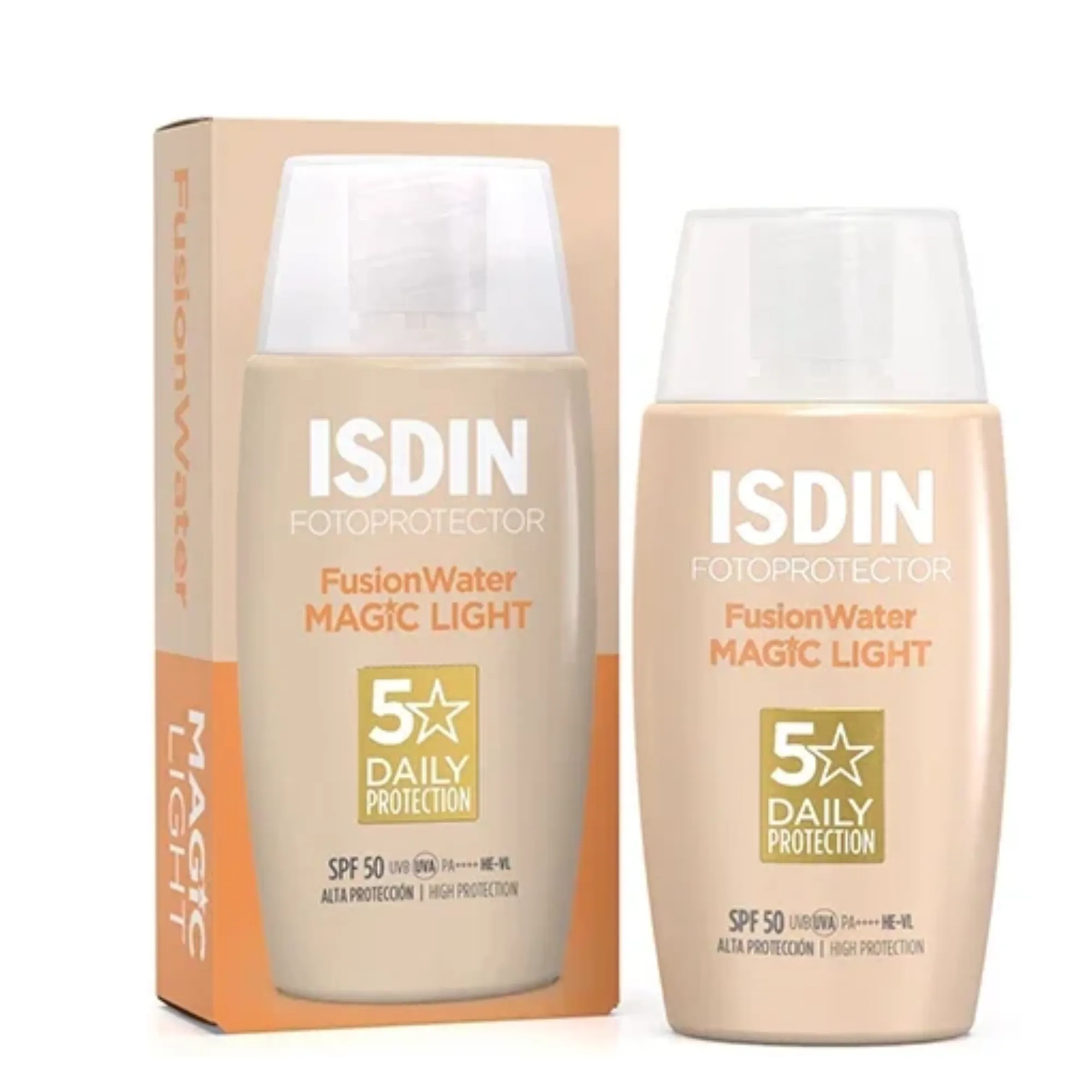 Lyskin-isdin-fotoprotector-fusion-water-color-spf50-tinted-sun-protection-50ml-ISD00141_result Isdin fotoprotector fusion water color is a high-protection sunscreen (SPF 50+) that protects against the sun's rays and provides perfect evenness to the skin. That is, it has a moisturizing action and, at the same time, protects against ultraviolet rays, while ensuring natural coverage that covers up imperfections. In this sense, it is suitable for all skin types. Immediately absorbed, it gives a pleasantly refreshing sensation combined with a silky-smooth matte finish. The first water-based SPF 50 photoprotector offers natural coverage while providing high SPF50 UVB / UVA protection. To that end, its water-based, fast-absorbing formula immediately refreshes the complexion. This is due to ISDIN's innovative and unique Safe-Eye Tech technology. In short, it allows you to perfectly protect your entire face and your most sensitive areas. In other words, it does not allow burning or irritation to the eye contour area.