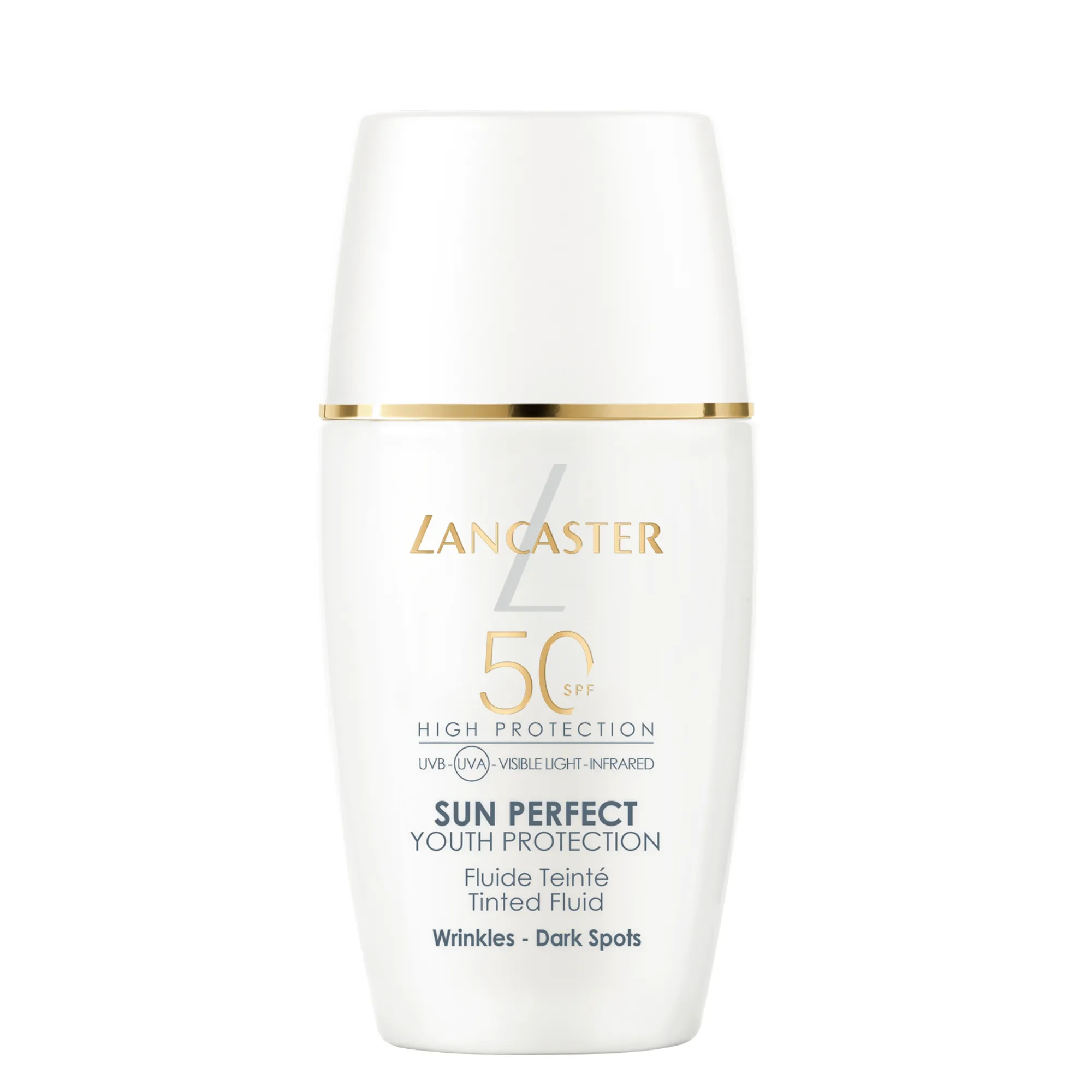 Lyskin-lancaster-sun-perfect-infinite-glow-spf50-tinted-fluid-anti-wrinkles-and-dark-spots-30ml-1-0fl-oz-LAN00056_resultado Lancaster Sun Perfect Tinted Fluid SPF50 is a facial sunscreen that combines sun protection with skincare. Thanks to its innovative texture, with color, it protects, brightens the face, and also prevents the appearance of wrinkles and dark spots. It is ideal for daily use.