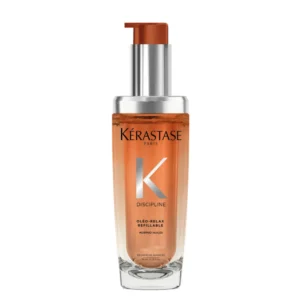 Kérastase Discipline Oléo-Relax Hair Oil is a refillable control-in-motion oil designed to tame voluminous, unruly, and frizz-prone hair.