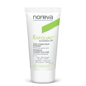 Noreva exfoliac acnomega 200 anti blackheads is an SOS solution for skin with imperfections. An effective global anti-acne, sebum regulating, moisturizing and perfecting care. It is suitable for oily, acne-prone skin as it promotes the disappearance of pimples and blackheads. Transforms the complexion that is refined, smooth and soft as a result.