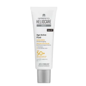 HELIOCARE 360 Age Active Fluid SPF50+ is a state-of-the-art anti-aging sunscreen that goes beyond conventional sun protection. Specially designed to defend your skin against the harmful effects of UVB, UVA, visible light, and infrared-A radiation, this innovative fluid not only prevents photoaging but also repairs existing damage caused by the sun and environmental stressors. Its formula features Fernblock®+, a powerful antioxidant complex, and a unique triple anti-aging complex that works to reduce fine lines, firm the skin, and boost radiance.