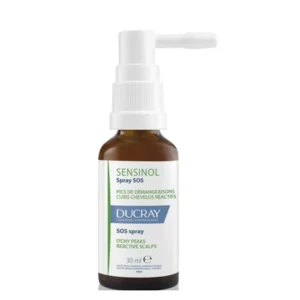 Ducray Sensinol SOS Spray is an alcohol-free, fragrance-free leave-on treatment that instantly calms itchy, irritated scalps. Featuring Japanese medlar extract and Polidocanol, it provides immediate relief, long-lasting soothing, and moisturization without greasing hair. Safe for all ages, sensitive scalps, pregnancy, and post-cancer treatments.