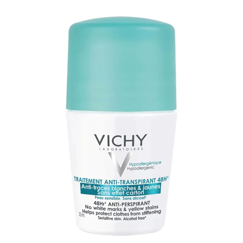 Vichy deodorant antiperspirant 48h no white marks and yellow stains roll-on 50ml