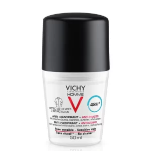 Vichy homme anti-perspirant and anti-yellow and white stains 48h roll-on for man 50ml