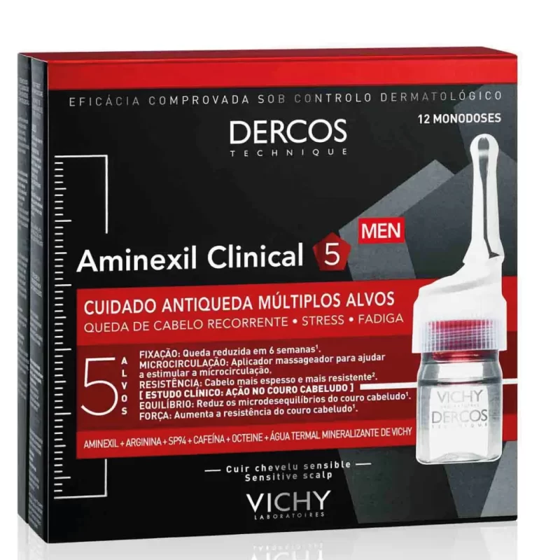 Vichy dercos aminexil clinic 5 hombre anticaida 12 ampollas