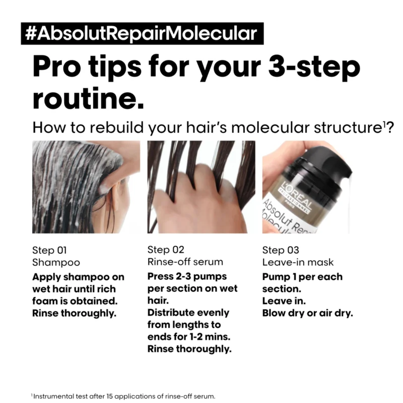 Loreal Professional Absolut Repair Molecular Shampoo 300ml 10.1fl.oz - How to use