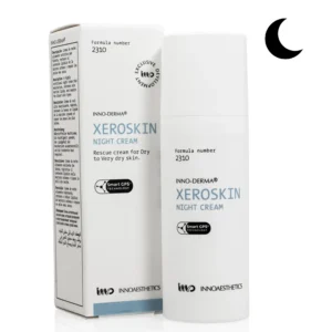 Lyskin-innoaesthetics-inno-derma-xeroskin-night-cream-50g-INN00014 (1)_resultado Innoaesthetics Inno-Derma Xeroskin Night Cream is a rich, intensive night moisturizer specially formulated for dry, dehydrated, and flaky skin. With its lipid-rich texture and restructuring actives, this cream works overnight to restore hydration, strengthen the skin barrier, and relieve discomfort associated with severe dryness.