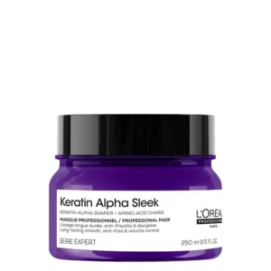 Lyskin-loreal-professionnel-keratin-alpha-sleek-hair-mask-anti-frizz-and-volume-control-250ml-8-5fl-oz-LOP00155_result Experience professional smoothing care at home with Loreal Professionnel Keratin Alpha Sleek Hair Mask, an advanced nourishing treatment designed to deliver long-lasting smoothness, frizz control, and disciplined volume. Formulated with Keratin-Alpha shaper technology and amino chains, this professional mask works deep within the hair fiber to reshape and reinforce keratin while preserving hair integrity. When used as part of the complete Keratin Alpha Sleek routine, it helps lock in up to 2 weeks of smooth, frizz-controlled hair*, leaving strands softer, shinier, and visibly more aligned. *Instrumental tests after 4 applications of Shampoo + Smooth Transformer + Serum.