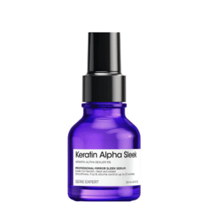 Lyskin-loreal-professionnel-keratin-alpha-sleek-mirror-serum-frizz-and-volume-control-50ml-1-6fl-oz-LOP00158 Discover next-level smoothing performance with Loreal Professionnel Keratin Alpha Sleek Mirror Serum, a professional heat-activated finishing serum designed to seal the hair fiber for long-lasting smoothness, frizz control, and disciplined volume. Formulated with 5% Keratin Sealer technology, this advanced serum helps maintain sleek, polished hair for up to 10 washes* while protecting against humidity and heat damage. When used as part of the complete Keratin Alpha Sleek routine, it helps transform hair for up to 2 weeks of smoothness and frizz control.