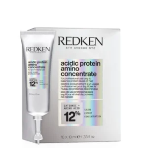 Lyskin-redken-acidic-protein-amino-concentrate-treatment-10x10ml-0-33fl-oz-RED00154_result Strengthen weakened, damaged hair with Redken Acidic Protein Amino Concentrate, a high-performance professional treatment designed to rebalance protein levels and reinforce the hair fiber. Part of Redken’s advanced backbar system, this salon-expert formula targets breakage, structural weakness, and visible surface damage in just one use when applied as part of the complete Acidic Concentrates system. Each box contains 10 x 10ml ampoules, allowing precise, customizable application for tailored salon services.