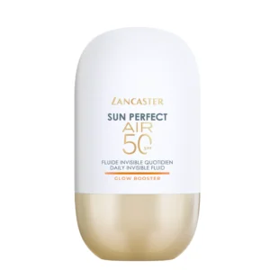 The Lancaster Sun Perfect Air Glow SPF50 is an innovative daily facial sunscreen designed to protect the skin from urban environmental aggressions while restoring luminosity and vitality. This next-generation invisible fluid combines very high sun protection (SPF50) with targeted anti-aging and radiance-enhancing benefits, making it ideal for modern lifestyles exposed to pollution, stress, and digital screens.