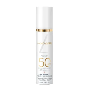 The Lancaster Sun Perfect Mineral Glow Cream SPF50 is a high-performance daily facial sunscreen that combines 100% mineral filters with advanced anti-aging care, specifically formulated for sensitive and reactive skin.