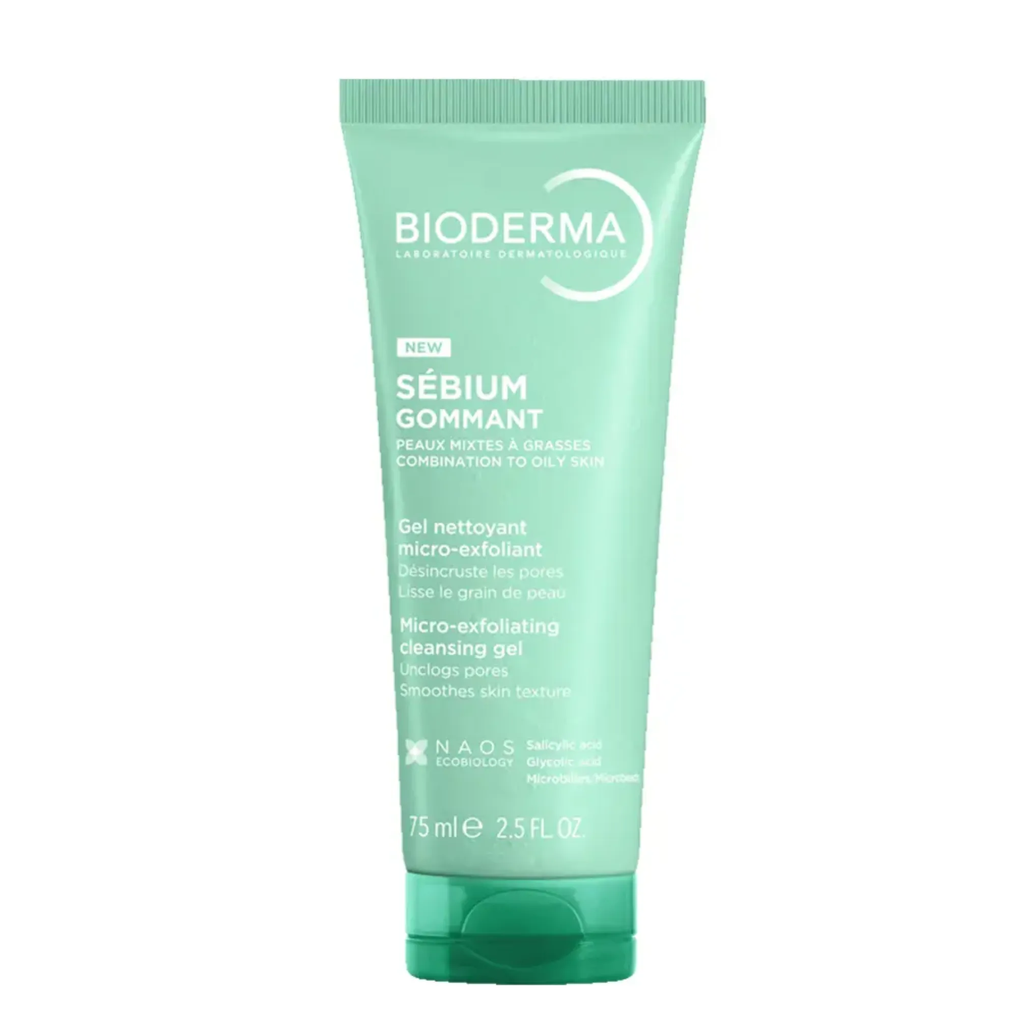 Lyskin-bioderma-sebium-gommant-micro-exfoliating-cleansing-gel-75ml-2-5fl-oz-BDM00213_resultado The Bioderma Sébium Gommant is a complementary cleansing treatment designed to deliver a dual exfoliation (mechanical + chemical) for combination to oily and acne-prone skin. This gentle exfoliating gel helps to remove impurities, refine skin texture, and unclog pores, leaving the complexion smoother, brighter, and more balanced.