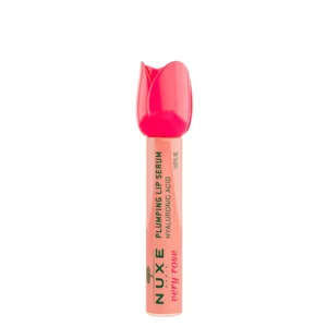 Nuxe Very Rose Plumping Lip Serum, enriched with natural hyaluronic acid for an instant volume boost and a beautifully natural gloss finish. This innovative lip serum is formulated with 98% ingredients of natural origin, offering a combination of immediate plumping effects, long-lasting hydration, and soothing comfort.