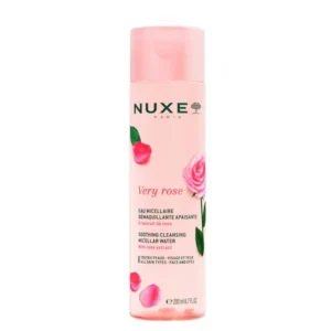 Nuxe Very Rose Soothing Cleansing Micellar Water is a gentle yet effective micellar cleanser designed to remove makeup, impurities, and pollution residues while respecting the skin’s natural balance. Infused with rose floral water, this 99% natural-origin formula soothes and refreshes the skin, leaving it soft, comfortable, and perfectly clean.