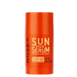 NUXE Sun Stick Serum SPF50+ 25g combines very high broad-spectrum sun protection with advanced skincare benefits in an ultra-convenient stick format. Designed for the face and frequently exposed areas, this innovative serum-in-a-stick protects against UVA, UVB and blue light while helping to prevent the appearance of dark spots and premature skin ageing.