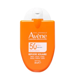 Lyskin-avene-sun-very-high-protection-reflexe-solaire-sensitive-skin-spf50-30ml Avène Sun Very High Protection Réflexe Solaire Sensitive Skin SPF50+ is a very high-protection sunscreen designed for sensitive skin and suitable for the whole family. Offering SPF50+ protection against UVA, UVB and high-energy visible blue light, it can be used on both the face and body by babies from 6 months, children and adults.