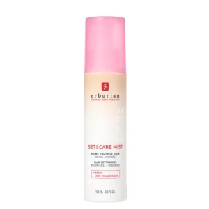 The Erborian Set & Care Mist Glow Setting Mist is a lightweight facial mist designed to set makeup, hydrate the skin and boost the appearance of radiance. Its fine, weightless veil helps keep the complexion looking fresh and luminous throughout the day, while providing skincare benefits thanks to Hyaluronic Acid and White Ginseng Complex.