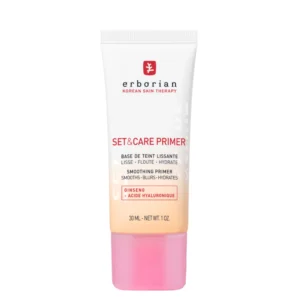 The Erborian Set & Care Primer Smoothing Makeup Base is a lightweight primer designed to prepare the skin before makeup. Its smoothing, blurring and mattifying action helps create a more even-looking complexion, while Hyaluronic Acid provides hydration for up to 8 hours.