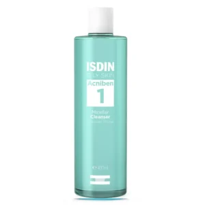 Isdin Acniben Micellar Cleanser removes impurities, excess sebum and makeup in one gentle step, leaving oily and blemish-prone skin feeling clean, fresh and comfortably matte. Its micellar technology captures oil, dirt and makeup so you can cleanse the face without leaving the skin feeling dry or tight.