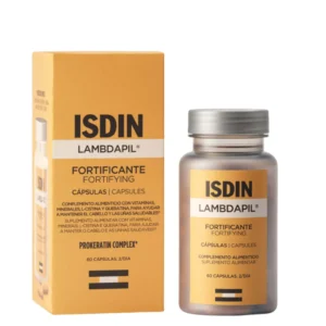 Isdin Lambdapil Fortificante is a food supplement formulated with a combination of vitamins, minerals, L-cystine and hydrolyzed keratin to support the normal maintenance of healthy hair, nails and skin. Its optimized formula features PROKERATIN COMPLEX, bringing together nutritional ingredients commonly associated with the structure and maintenance of keratin-rich tissues.