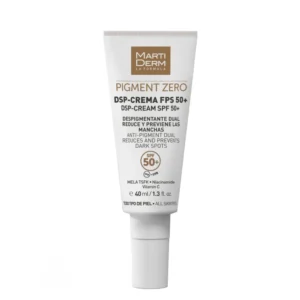Lyskin-martiderm-pigment-zero-dsp-cream-spf50-40ml-MAR00022_resultado MartiDerm Pigment Zero DSP-Cream SPF50+ combines targeted depigmenting ingredients with high sun protection to help reduce the appearance of existing dark spots and prevent new pigmentation. The formula helps improve skin tone uniformity, maintain hydration and provide antioxidant protection while shielding the skin from UVA and UVB radiation.