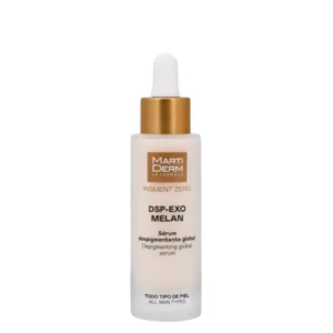 Lyskin-martiderm-pigment-zero-dsp-exo-melan-depigmenting-global-serum-30ml-MAR00020_resultado MartiDerm Pigment Zero DSP-Exo Melan Depigmenting Global Serum targets the appearance of dark spots, hyperpigmentation and uneven skin tone. Its high-performance formula tackles three key stages in the pigmentation process. It helps prevent, delay and reduce the visible appearance of dark spots.
