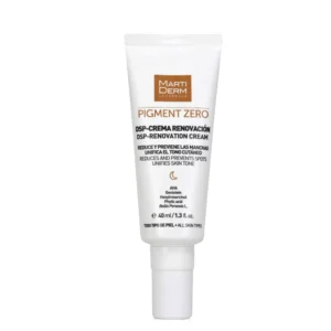 Lyskin-martiderm-pigment-zero-dsp-renovation-cream-dark-spots-40ml-MAR00024_resultado MartiDerm Pigment Zero DSP-Renovation Cream Dark Spots is a night-time treatment designed to help improve the appearance of hyperpigmentation while promoting skin renewal. Its formula combines depigmenting active ingredients with naturally derived alpha hydroxy acids (AHAs) to support a more even, luminous and refined-looking complexion.